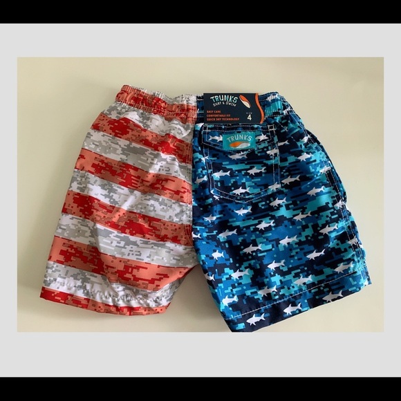 Boys Trunks America Flag Swim 02 Pieces - Picture 2 of 4